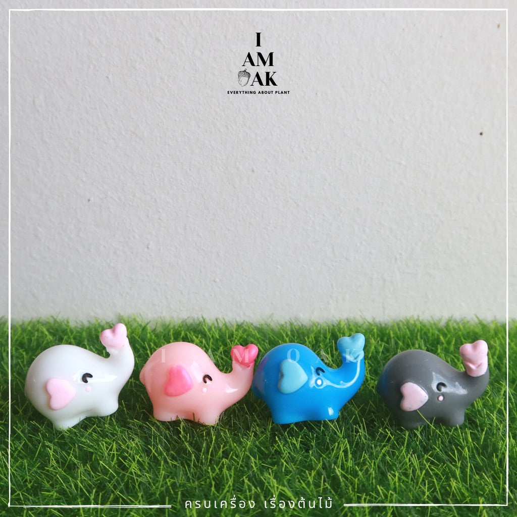 ตุ๊กตาแต่งสวน ช้างหัวใจจิ๋ว จัดสวนถาด