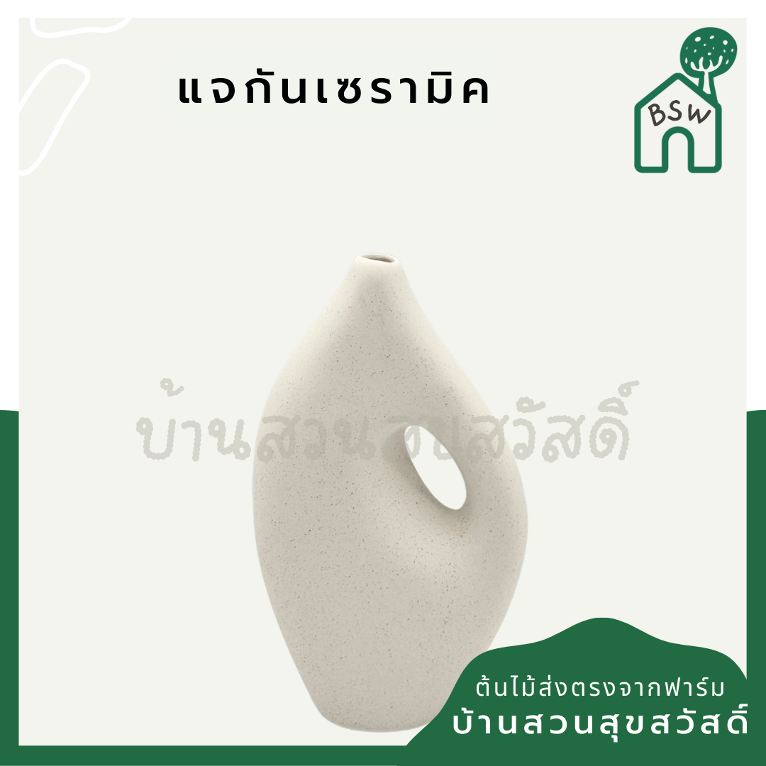แจกันเซรามิค แจกันสีขาว แจกันดอกไม้ สไตล์ไฮโดรโปนิค