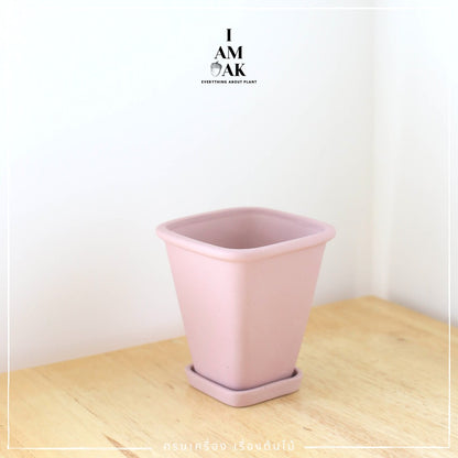 กระถางเซรามิกสี่เหลี่ยมทรงสูง จานสูง สีด้าน ขนาด [ML เหลี่ยมทรงสูง]