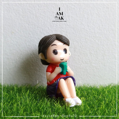 ตุ๊กตาแต่งสวน ผู้ชาย ผู้หญิงนั่งชันขา