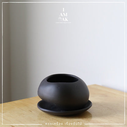 กระถางเซรามิก ทรงก้อนหิน 3 นิ้ว เคลือบด้าน [ML ก้อนหิน]