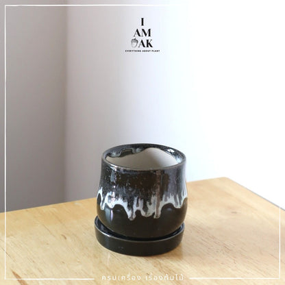 กระถางเซรามิกทรงไข่ตุ๋น เหมาะใส่กับต้นไม้จากกระถาง 3 นิ้ว