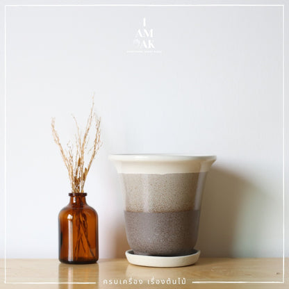 กระถางเซรามิก ทรงปากแตรมีขาขนาด 4.5” [LP ปากแบน]
