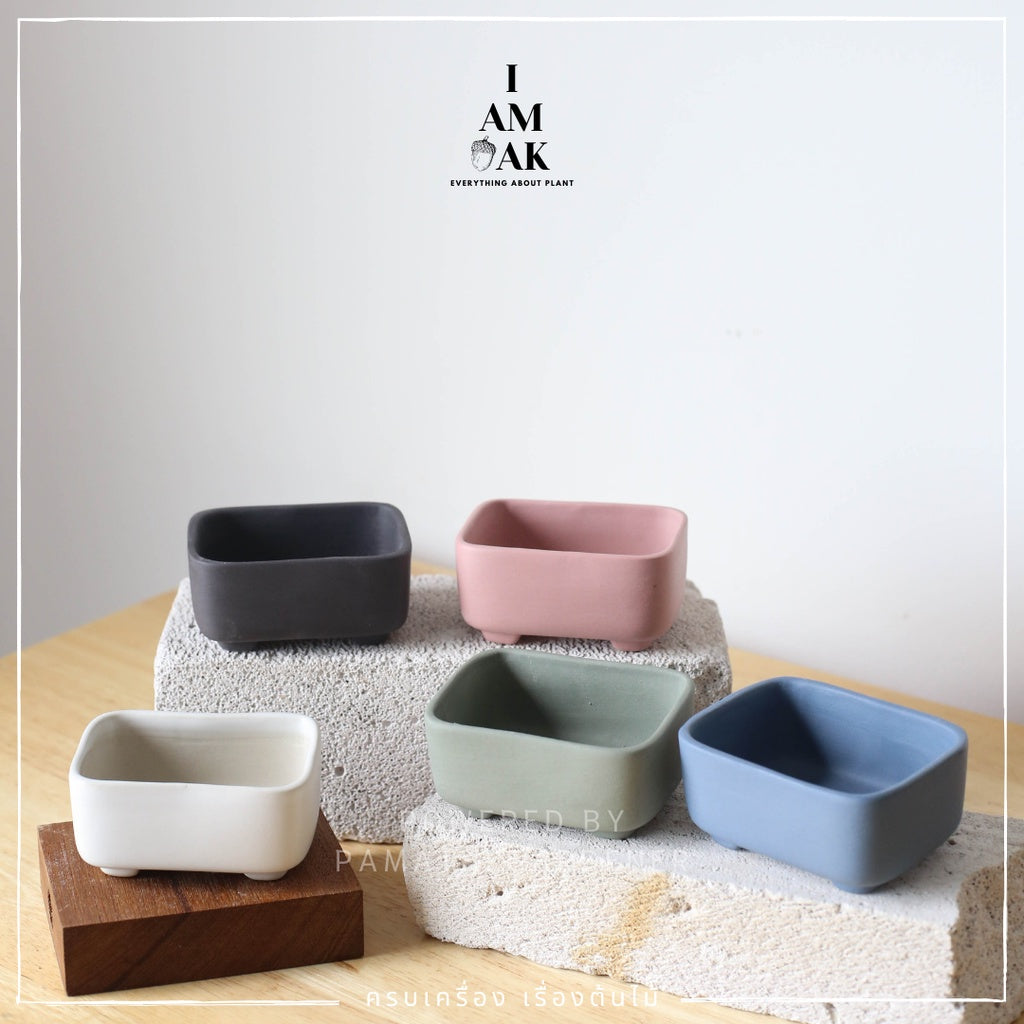 กระถางบอนไซ เซรามิก สีด้าน [ML บอนไซ]