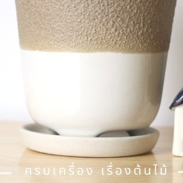 กระถางเซรามิก ทรงปากแตรมีขาขนาด 4.5” [LP ปากแบน]