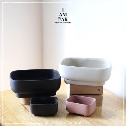 กระถางบอนไซ เซรามิก สีด้าน [ML บอนไซ]