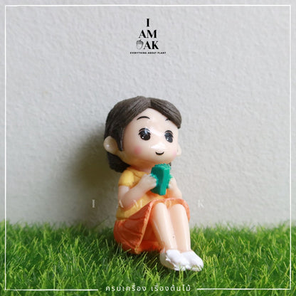 ตุ๊กตาแต่งสวน ผู้ชาย ผู้หญิงนั่งชันขา