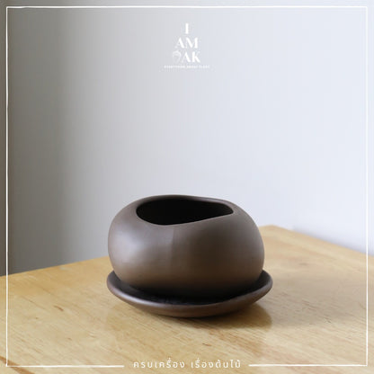 กระถางเซรามิก ทรงก้อนหิน 3 นิ้ว เคลือบด้าน [ML ก้อนหิน]