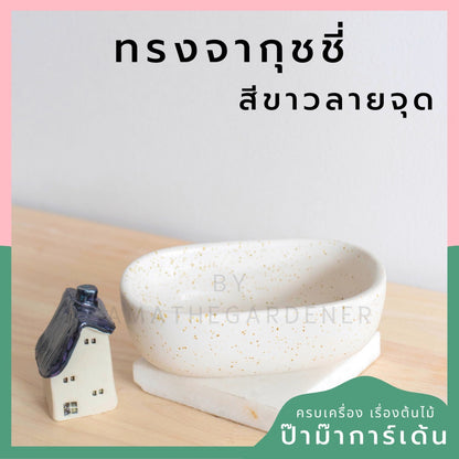 กระถางเซรามิก ทรงจากุ๊ซซี่ สีขาว ดำ สีพาสเทล สีลูกกวาด เหมาะสำหรับบัวบกโขด บอนไซ จัดสวนถาด [LP color 02]
