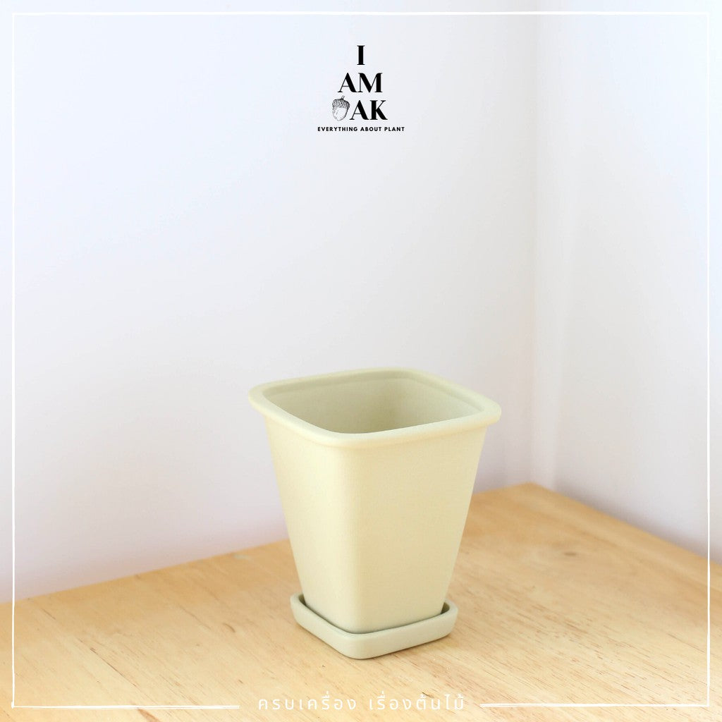 กระถางเซรามิกสี่เหลี่ยมทรงสูง จานสูง สีด้าน ขนาด [ML เหลี่ยมทรงสูง]