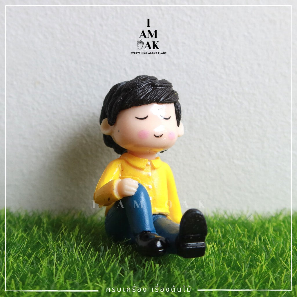 ตุ๊กตาแต่งสวน ผู้ชาย ผู้หญิงนั่งชันขา