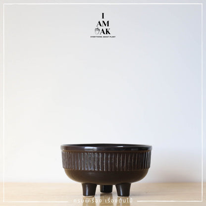 กระถางเซรามิก 3 ขา ปากกว้าง 4-5 นิ้ว เคลือบอย่างดี ไม่มีจานรองนะคะ [LP คัพเค้กใหญ่]