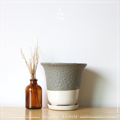 กระถางเซรามิก ทรงปากแตรมีขาขนาด 4.5” [LP ปากแบน]