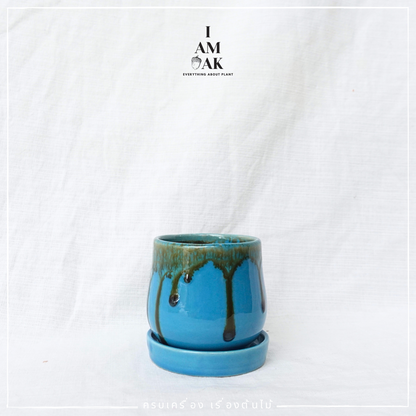 กระถางเซรามิกทรงไข่ตุ๋น เหมาะใส่กับต้นไม้จากกระถาง 3 นิ้ว