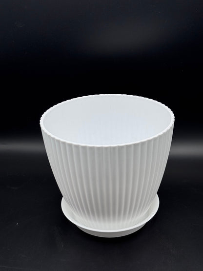 กระถางพลาสติกสีขาว ทรงนูน 4-8 นิ้ว