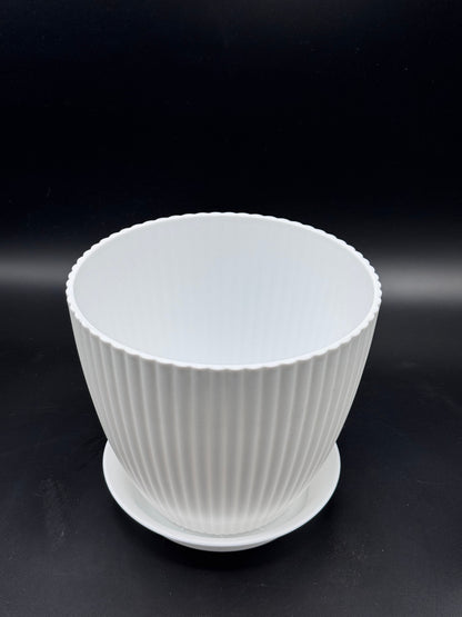 กระถางพลาสติกสีขาว ทรงนูน 4-8 นิ้ว