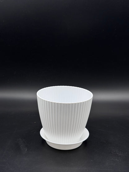 กระถางพลาสติกสีขาว ทรงนูน 4-8 นิ้ว