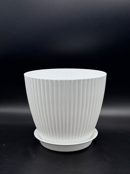 กระถางพลาสติกสีขาว ทรงนูน 4-8 นิ้ว