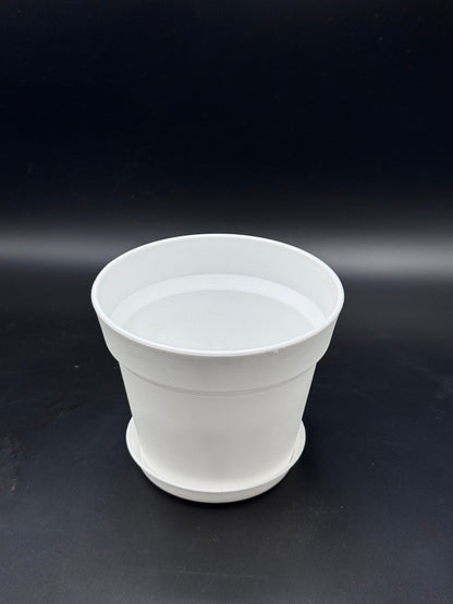 กระถางพลาสติกกระถางขาว ขอบนูน 4 - 8 นิ้ว