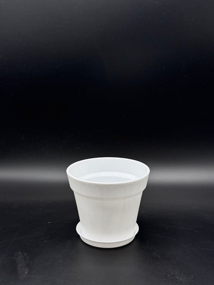 กระถางพลาสติกกระถางขาว ขอบนูน 4 - 8 นิ้ว