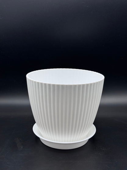 กระถางพลาสติกสีขาว ทรงนูน 4-8 นิ้ว