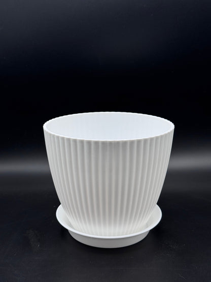 กระถางพลาสติกสีขาว ทรงนูน 4-8 นิ้ว